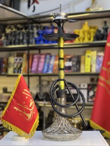 ست قلیان کارمانیا بدنه سوپاپ سبز شیشه کریستال شفاف کد KA122