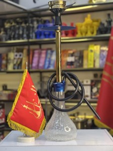 ست قلیان کارمانیا بدنه طلایی براق سوپاپ دار شیشه شفاف دارای شلنگ و سری سیلیکونی ست قلیان کارمانیا بدنه طلایی براق سوپاپ دار شیشه شفاف کد KA129