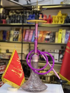 ست قلیان کارمانیا بدنه بنفش سوپاپ دار شیشه یاسی کد KA130