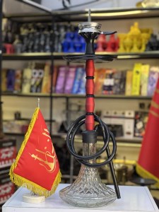 ست قلیان کارمانیا دوسینی بدنه سوپاپ دار قرمز شیشه کریستال کد KA131