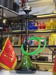 ست قلیان DH وارداتی بدنه مشکی شیشه سبز کد DH100