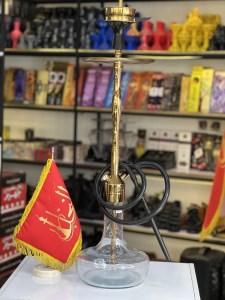 ست قلیان کرنو بدنه طلایی براق شیشه شفاف کد KE108