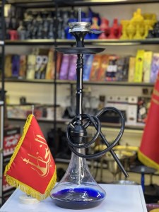 ست قلیان DH وارداتی بدنه مشکی شیشه شفاف ته آبی دارای شلنگ و سری سیلیکونی ست قلیان DH وارداتی بدنه مشکی شیشه شفاف ته آبی کد DH106