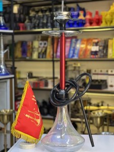 ست قلیان DH وارداتی بدنه قرمز شیشه شفاف کد DH109