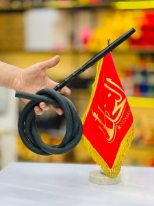 شلنگ کربن سیلیکون قلیان مشکی طرح دار