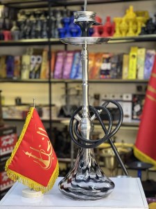 ست قلیان DH وارداتی بدنه نقره ای شیشه ابروبادی کد DH111