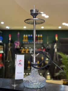 قلیان کرنو بزرگ بدنه نقره ای شیشه آیس کریستال هفت رنگ کد KE100