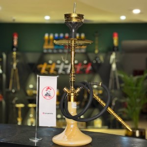 ست قلیان هوکایدو متوسط بدنه طلایی شیشه سنگی کد HO100