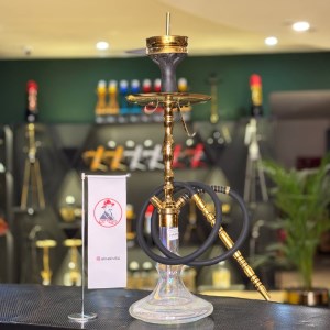 ست قلیان هوکایدو متوسط بدنه طلایی شیشه هفت رنگ کد HO101