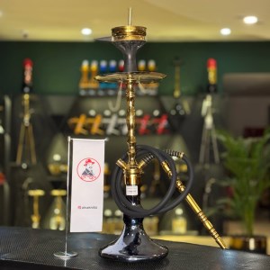 ست قلیان هوکایدو متوسط بدنه طلایی شیشه جیوه ای کد HO103