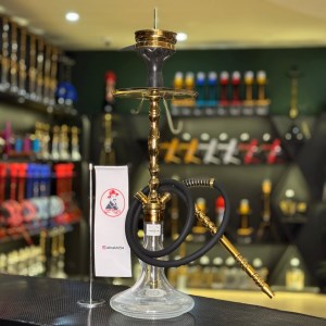 ست قلیان هوکایدو متوسط بدنه طلایی شیشه ساده کد HO104