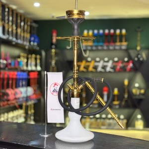 ست قلیان هوکایدو متوسط بدنه طلایی شیشه سفید کد HO105