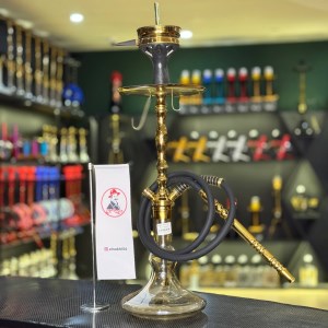 ست قلیان هوکایدو متوسط بدنه طلایی شیشه دودی کد HO106