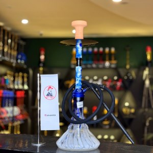 ست قلیان الرشید متوسط بدنه سفید آبی شیشه ابربادی کد ALR101