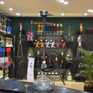 قلیان کرنو بزرگ نیویورک بدنه رز گلد شیشه هفت رنگ ساده کد KE113