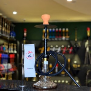 ست قلیان یحیی متوسط بدنه مشکی طلایی شیشه کریستال دودی کد YA100