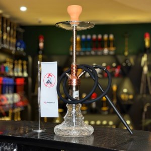 ست قلیان ناراجامو متوسط بدنه نقره ای رزگلد سینی پرینکس شیشه کریستال ساده کدNA 100