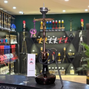 قلیان کرنو بزرگ نیویورک بدنه مسی شیشه مشکی ساده کد KE115