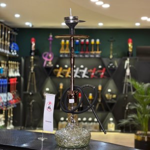 قلیان کرنو بزرگ نیویورک بدنه مسی شیشه کریستال عسلی کد KE118