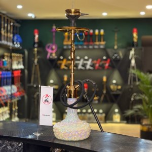 قلیان لاین کینگ بزرگ بدنه طلایی شیشه کریستال آیس سفید کد LA100