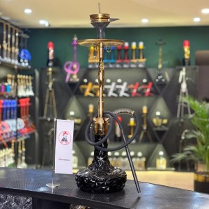 قلیان لاین کینگ بزرگ بدنه طلایی شیشه کریستال مشکی کد LA102 قلیان لاین کینگ بزرگ بدنه طلایی شیشه کریستال مشکی کد LA102