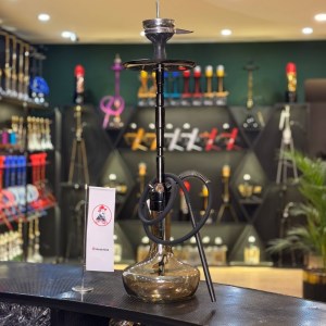 قلیان لاین کینگ بزرگ بدنه مشکی شیشه ساده دودی کد LA103