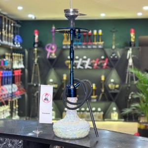 قلیان لاین کینگ بزرگ بدنه آبی شیشه کریستال سفید کد LA108