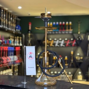 قلیان کرنو متوسط نیویورک بدنه طلایی شیشه ساده نسکافه ای کد KE122