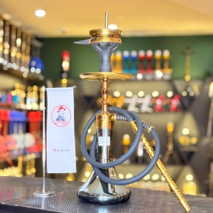 قلیان کرنو کوچک نیویورک بدنه طلایی شیشه ساده جیوه ای کد KE128