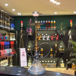 ست قلیان موسو بزرگ بدنه طلایی شیشه خمره ای هفت رنگ کد MO116