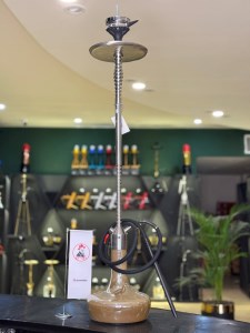 قلیان کرنو ایفل نیویورک بدنه نقره ای شیشه ساده سنگی کد KE135