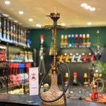 قلیان برجی بزرگ بدنه طلایی مات شیشه آیس عسلی کد bo100