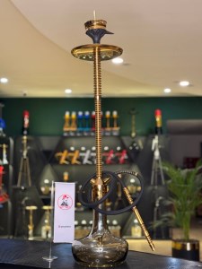 قلیان لاین کینگ ایفل نیویورک بدنه طلایی شیشه ساده دودی کد AL114