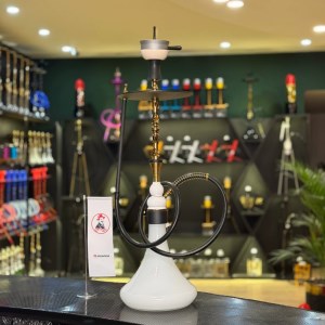 ست قلیان موسو بزرگ بدنه طلایی شیشه ساده شیری کد MO102 ست قلیان موسو بزرگ بدنه طلایی شیشه ساده شیری کد MO102