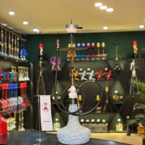 ست قلیان موسو بزرگ بدنه طلایی شیشه کریستال شیری کد MO103