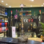 ست قلیان موسو بزرگ بدنه طلایی شیشه کریستال جیوه ای کد MO112