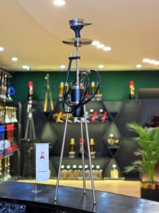 ست قلیان پایه دار بلند بدنه مشکی نقره ای