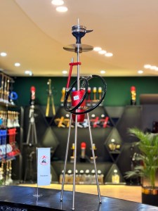 ست قلیان پایه دار بلند بدنه نقره ای قرمز