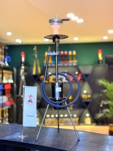 ست قلیان پایه دار کوتاه بدنه مشکی دودی