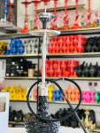 ست قلیان کرنو بزرگ بدنه نقره ای مدل نیویورک شیشه ایس مشکی کد KE109