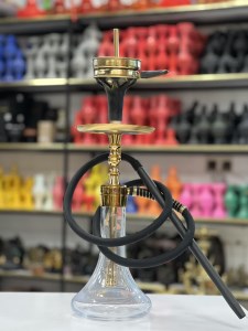 ست قلیان کرنو مینی بدنه طلایی شیشه شفاف ساده کد KE 116