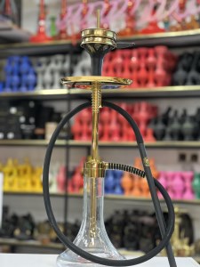 ست قلیان کرنو اوزوف متوسط بدنه طلایی شیشه شفاف ساده کد KE 120