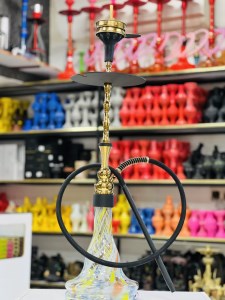 ست قلیان موسو بزرگ بدنه طلایی شیشه خمره ای پاستیلی کد MO101