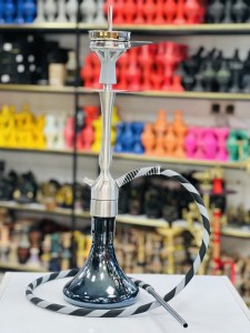 ست قلیان موسو متوسط بدنه نقره ای شیشه جیوه ای کد MO110