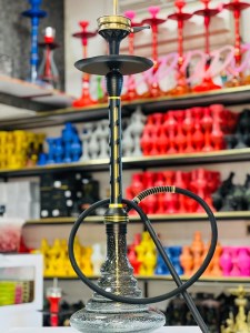 ست قلیان استارباز بزرگ بدنه مشکی شیشه شبتاب دودی ST103