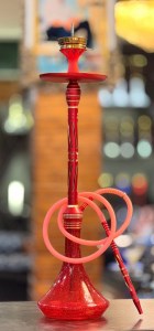 ست قلیان مسترلوکس بزرگ بدنه قرمز شیشه شبتاب MR101