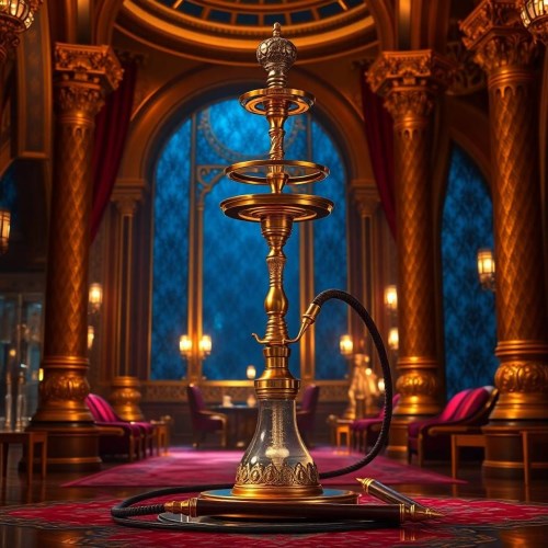 A-very-beautiful-and-stylish-golden-Arabic-hookah-with-gold-decorations-in-a-luxurious-palace-d